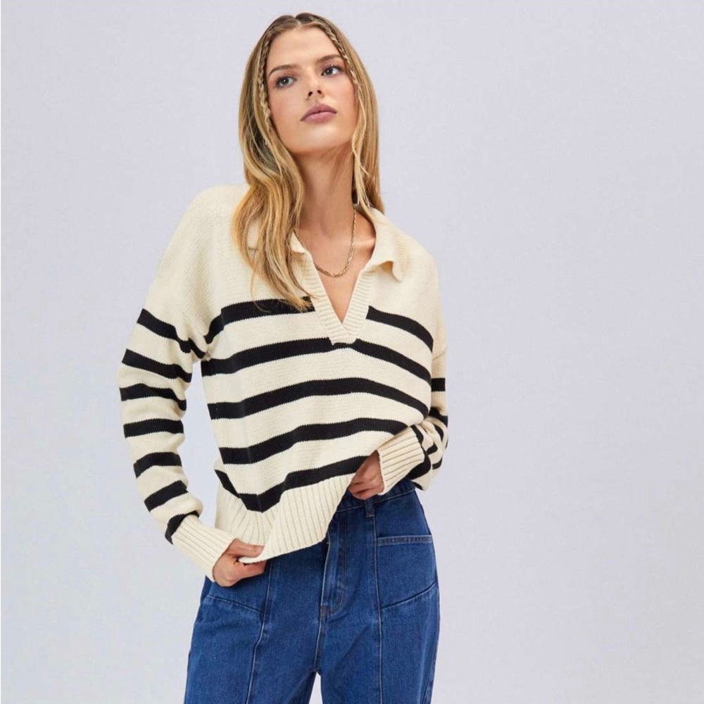 Cider striped collared sweater oversized